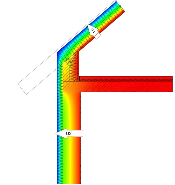 Wärmebrücken-Simulation mit Temperatur-Farbspektrum